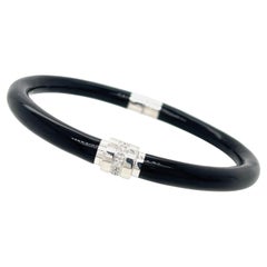 SOHO Black Enamel Diamond Station Bangle