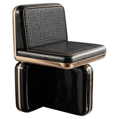 Chaise Soho, ensemble de huit, avec bronze et cuir tissé à la main, Istanbul