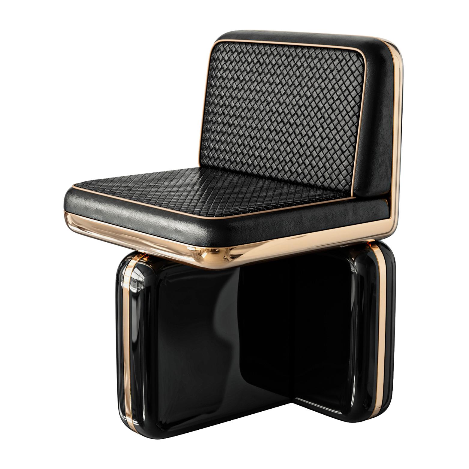 Stuhl „Soho“ mit Bronze, maßgeschneidertes gewebtes Leder, handgefertigt, Istanbul (21. Jahrhundert und zeitgenössisch) im Angebot