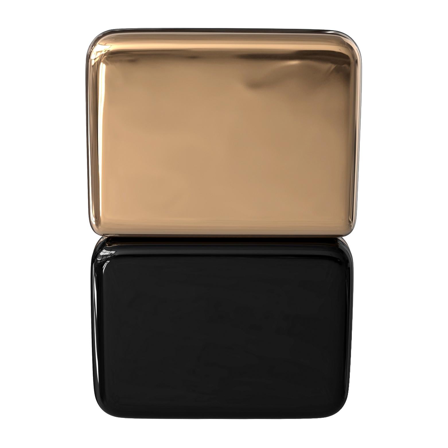 Stuhl „Soho“ mit Bronze, maßgeschneidertes gewebtes Leder, handgefertigt, Istanbul (Metall) im Angebot