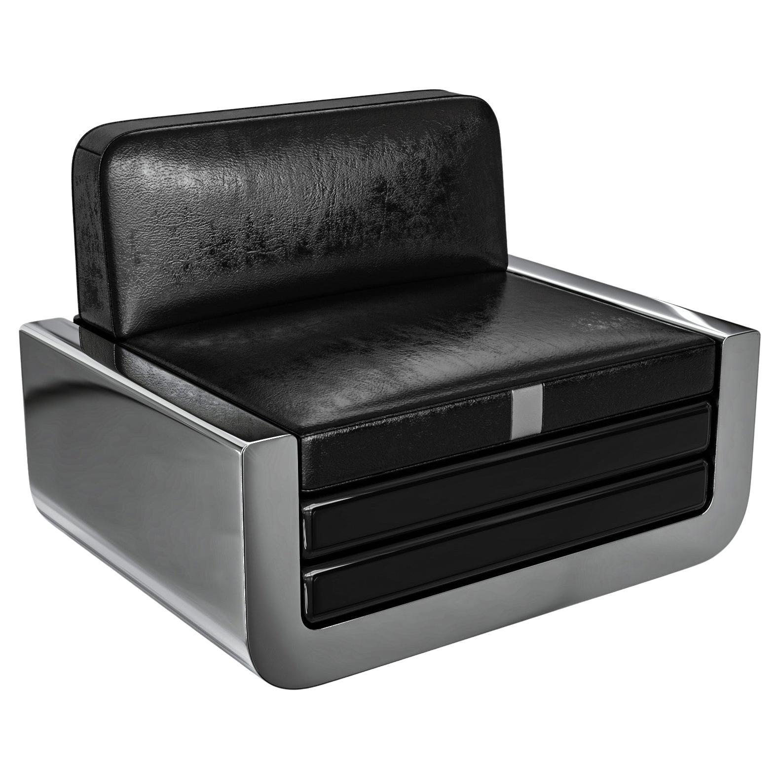 "Soho" Club Chair with Stainless Steel, Handmade, Tailor made Leather, Istanbul For Sale