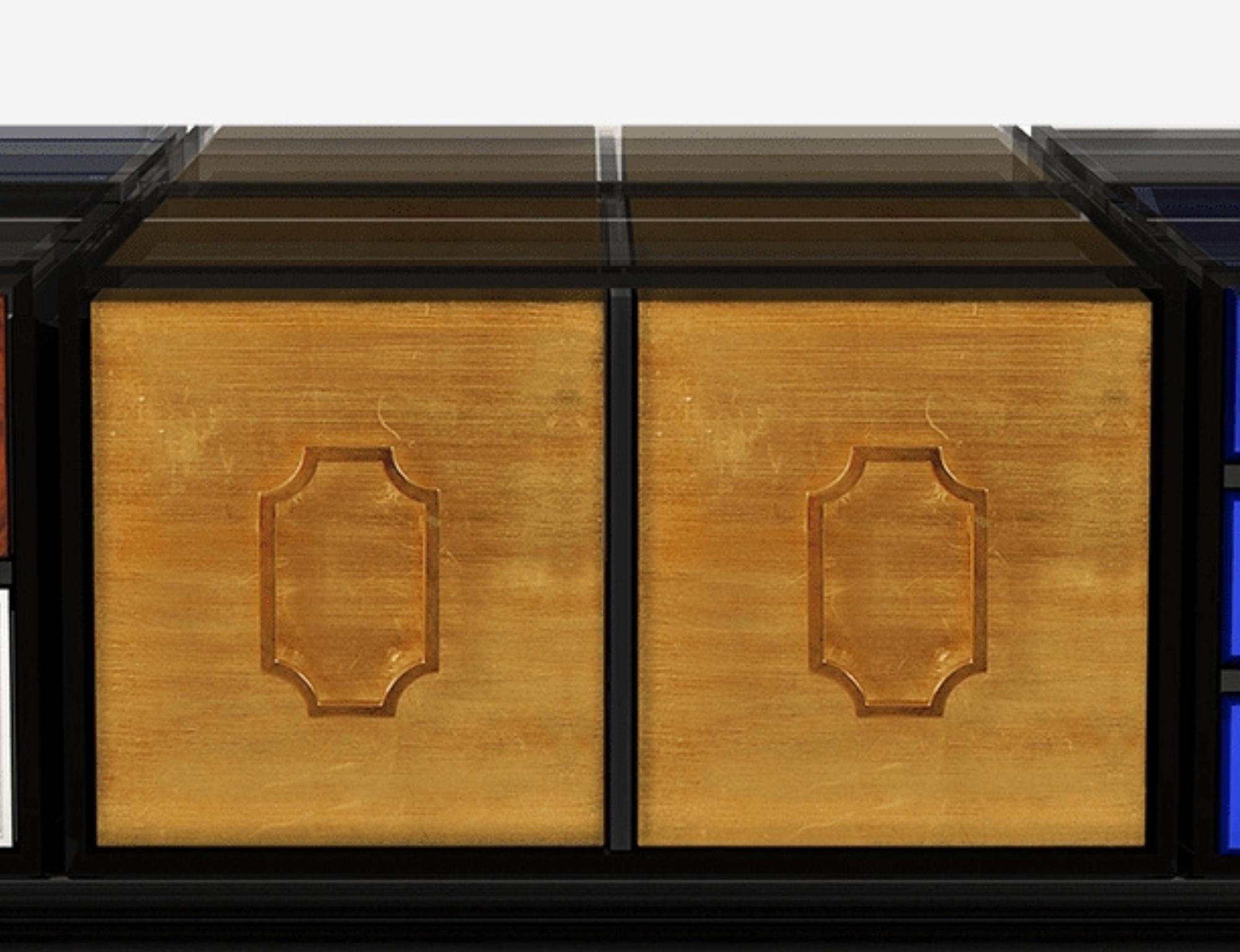 Portugais Table basse Soho faite main, marqueterie et feuille d'or - Boca do Lobo en vente