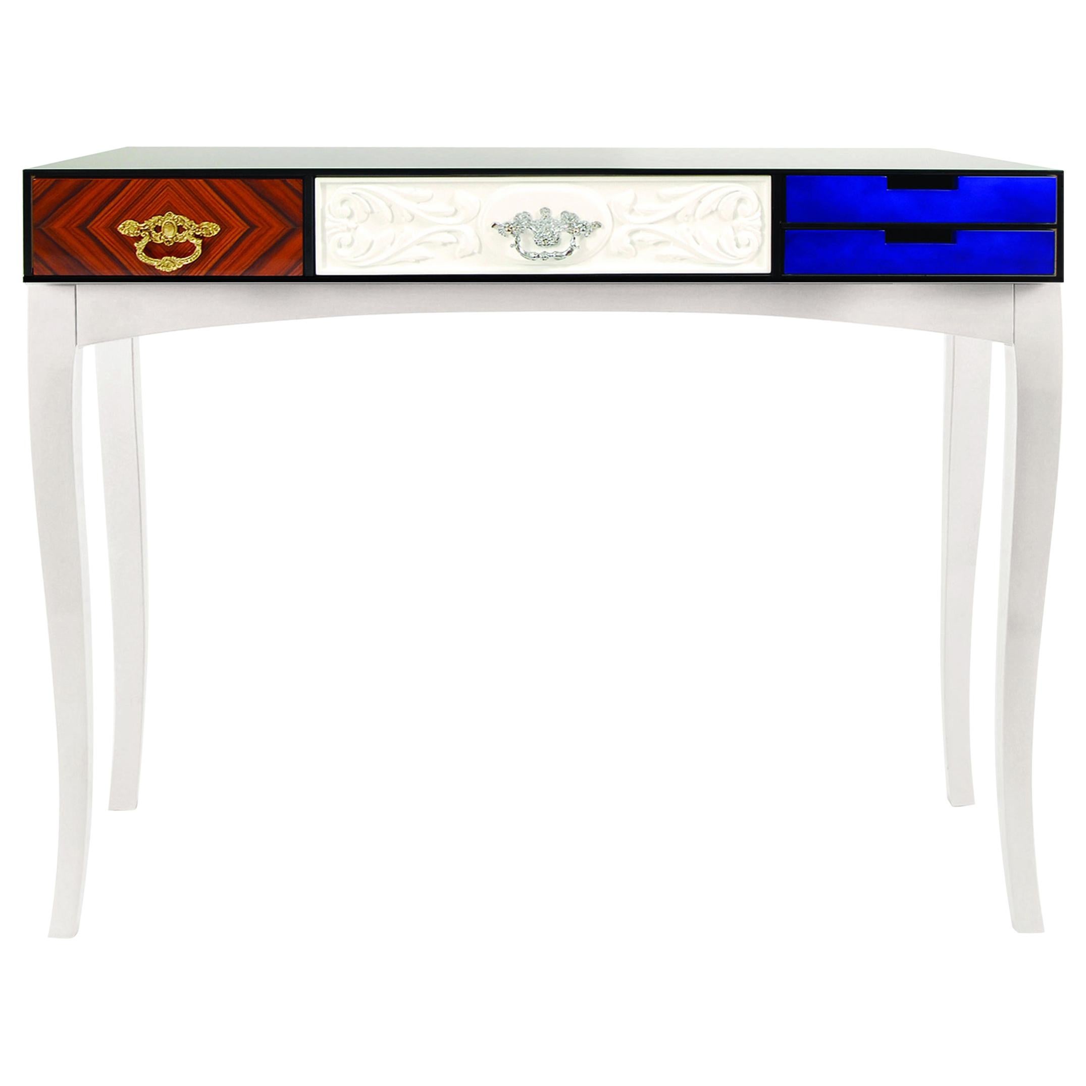 Contemporary Soho Console Table in Wood and Tempered Glass 'Large'  For Sale