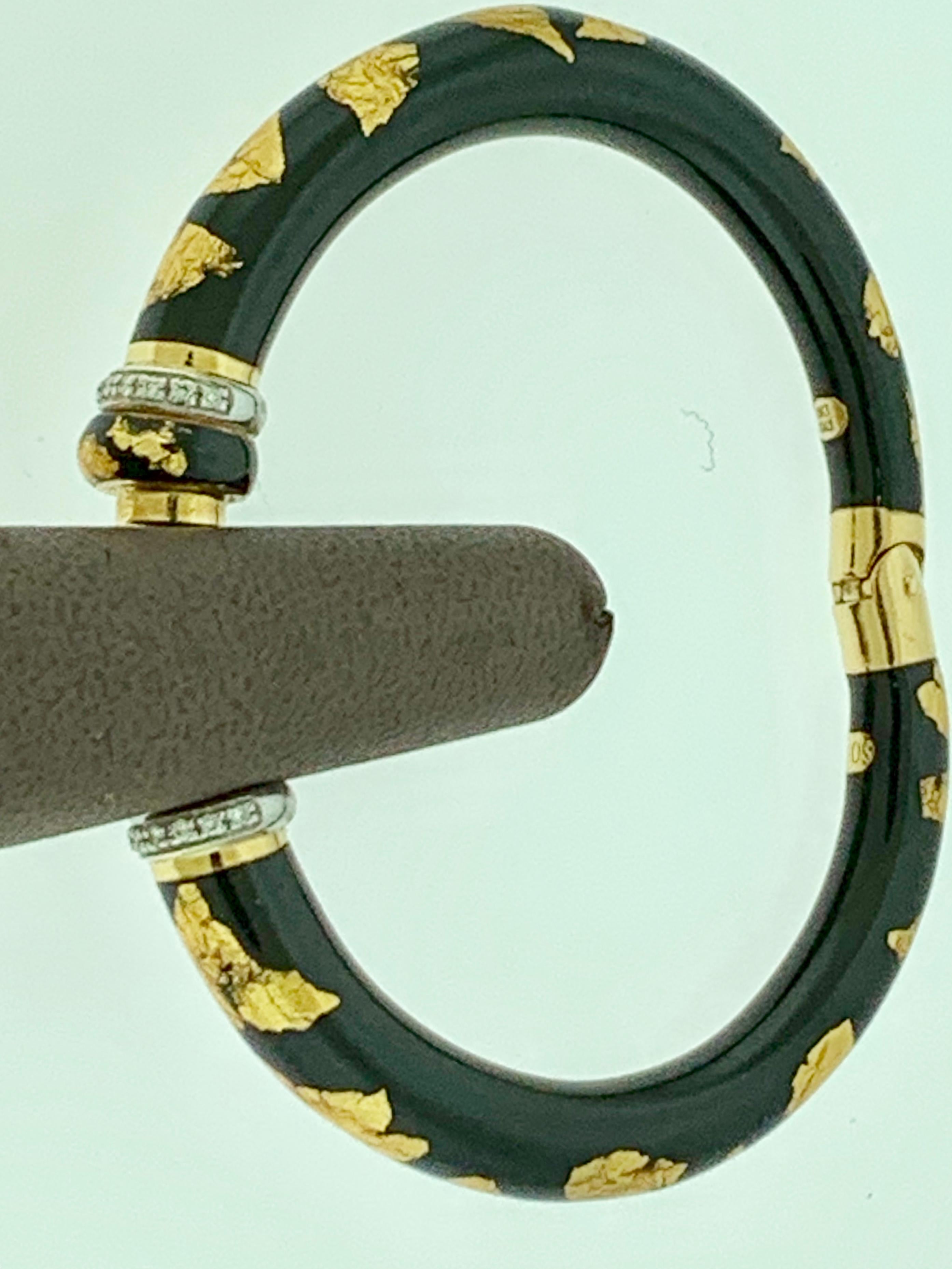 Soho Contemporary 18 Karat Yellow Gold and Diamond and Enamel Bracelet 1