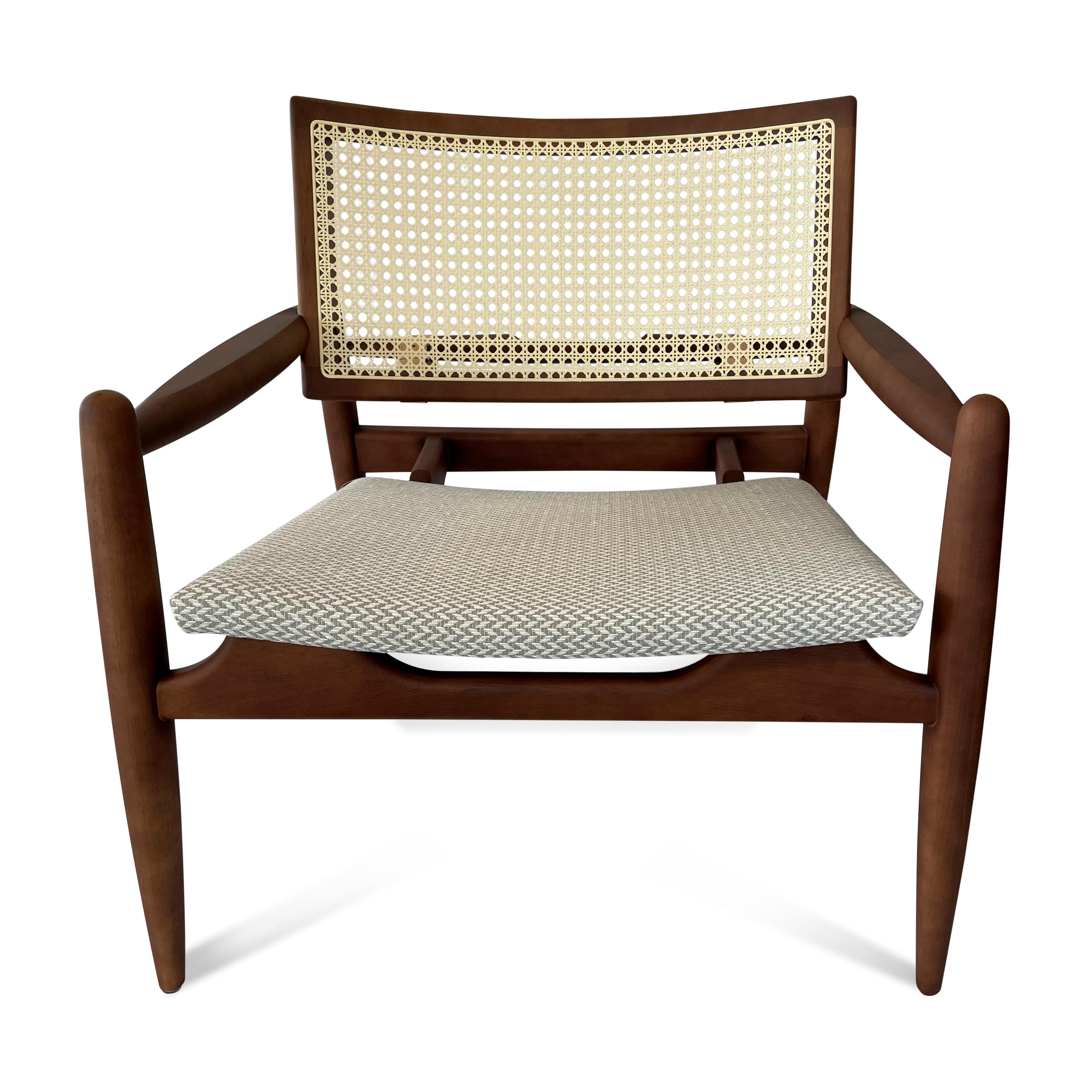 Personalisierbarer Sessel mit Fischgrätmuster und Stock in Nussbaumoptik - Serie SOHO (Moderne) im Angebot