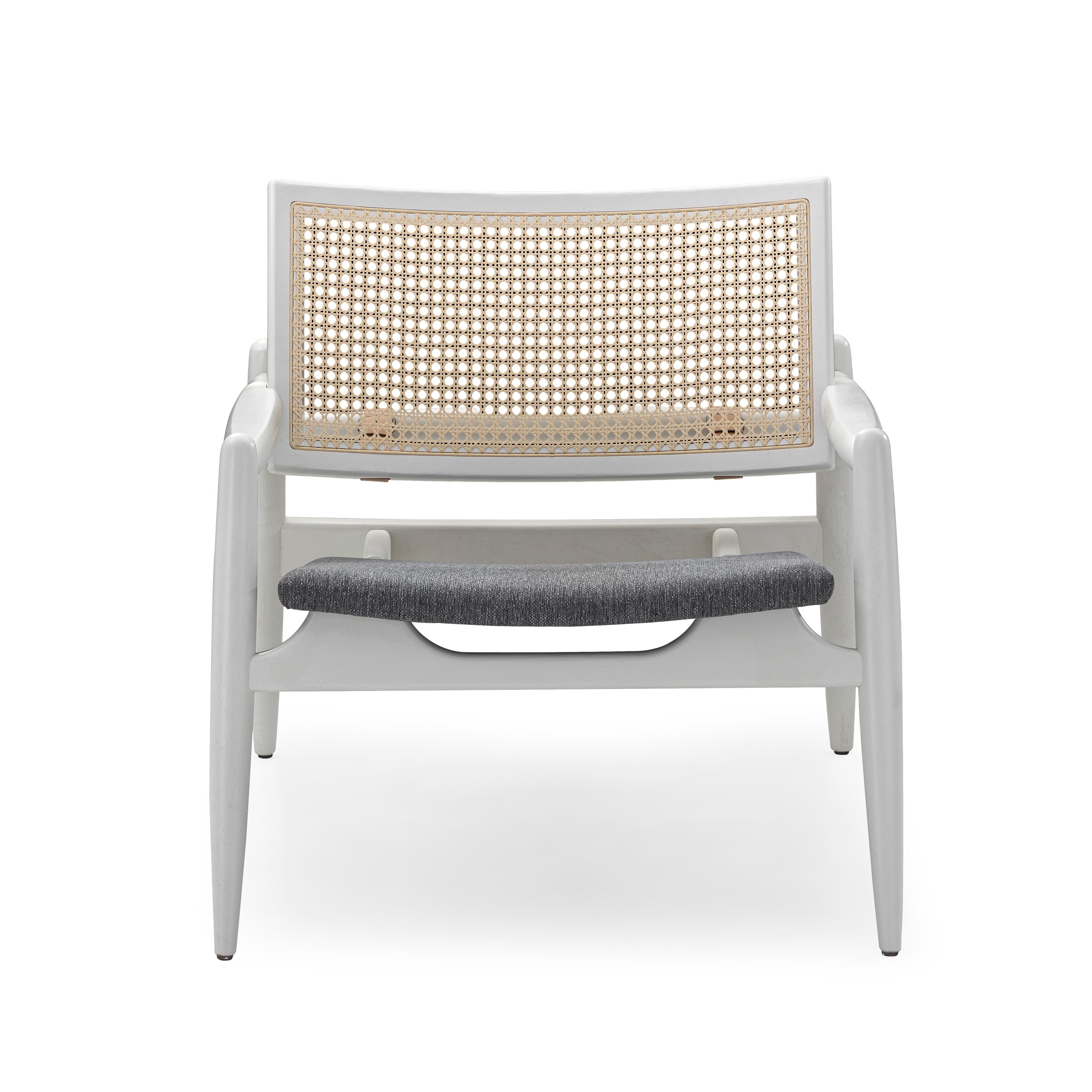 Soho Curved Cane-Back Chair in White Wood Finish For Sale 2