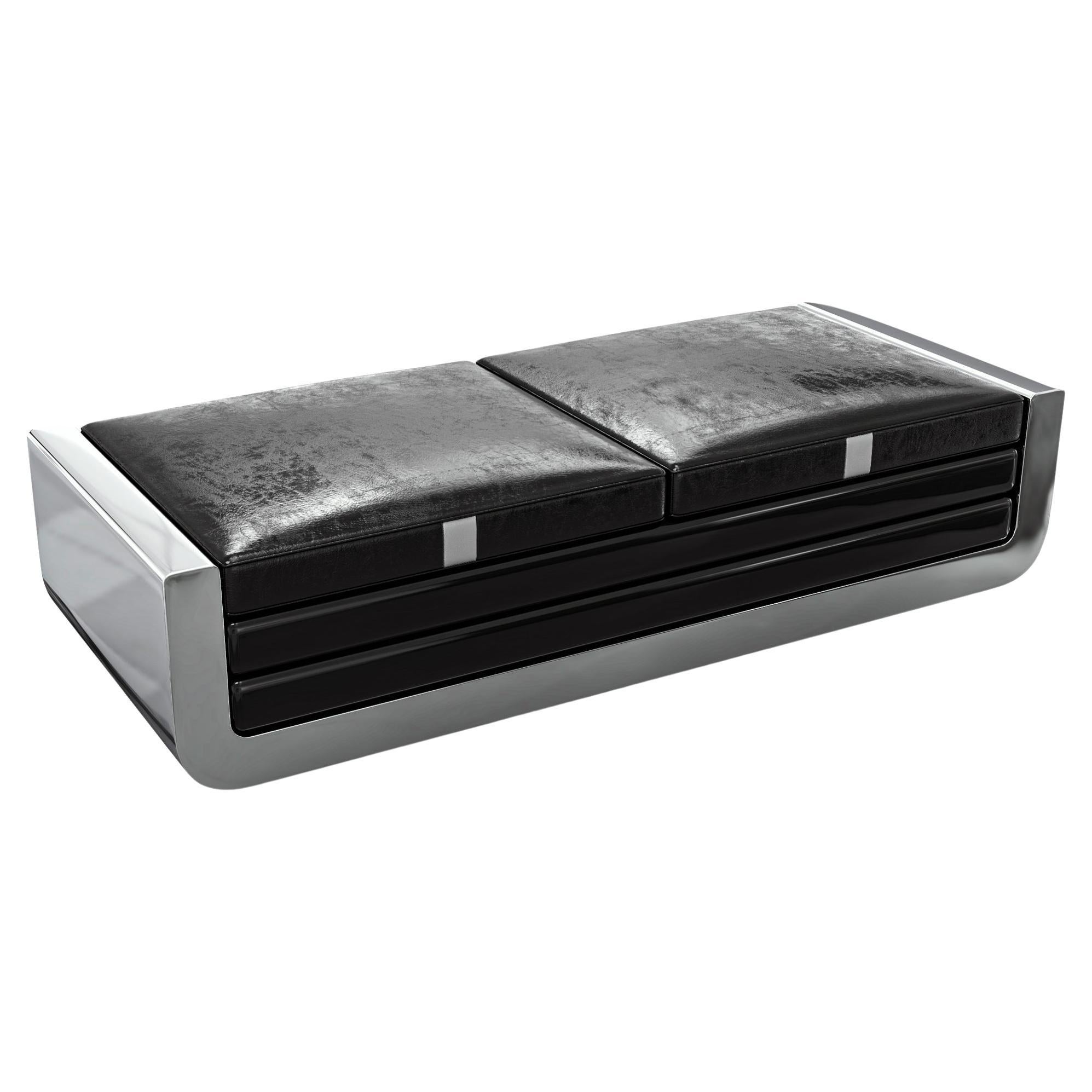 "Soho" Daybed with Stainless Steel, Handmade, Tailor made Leather, Istanbul