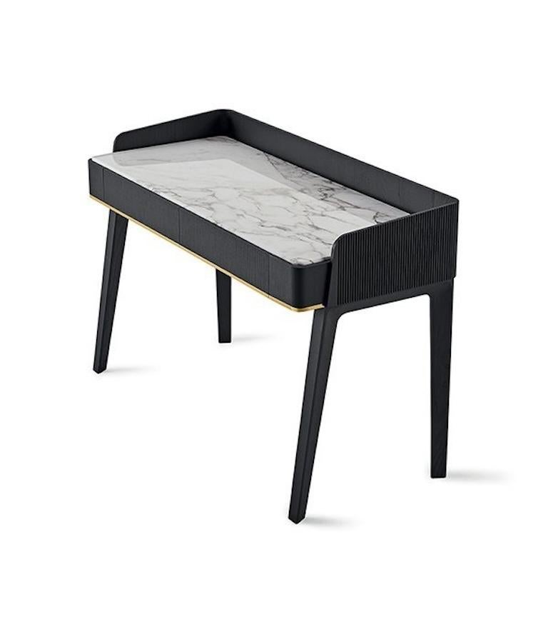 Modern Soho Desk by Gallotti & Radice in Black Ash Wood & Callacata Marble