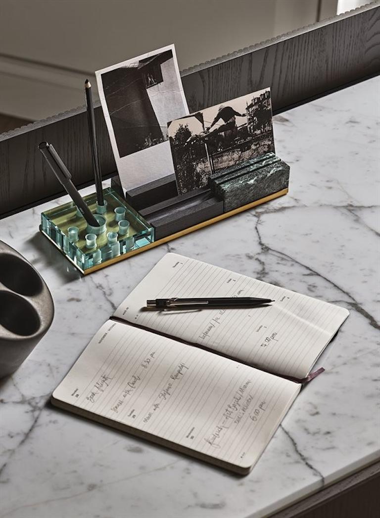 Contemporary Soho Desk by Gallotti & Radice in Black Ash Wood & Callacata Marble