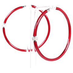 Soho Diamond Hoops Red Enamel