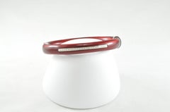 SOHO Diamond Red Enamel and Sterling Silver Bangle Bracelet