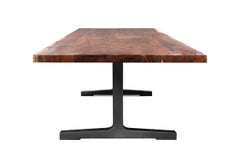 Soho Dining Table with Blackened Steel Legs and Live Edge Walnut Slab Top