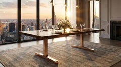 Soho Dining Table with Walnut Slab Top and Brushed Bronze Legs