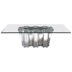 Roberto Cavalli Home Interiors Soho Dining Table with Metal Base in Nickel