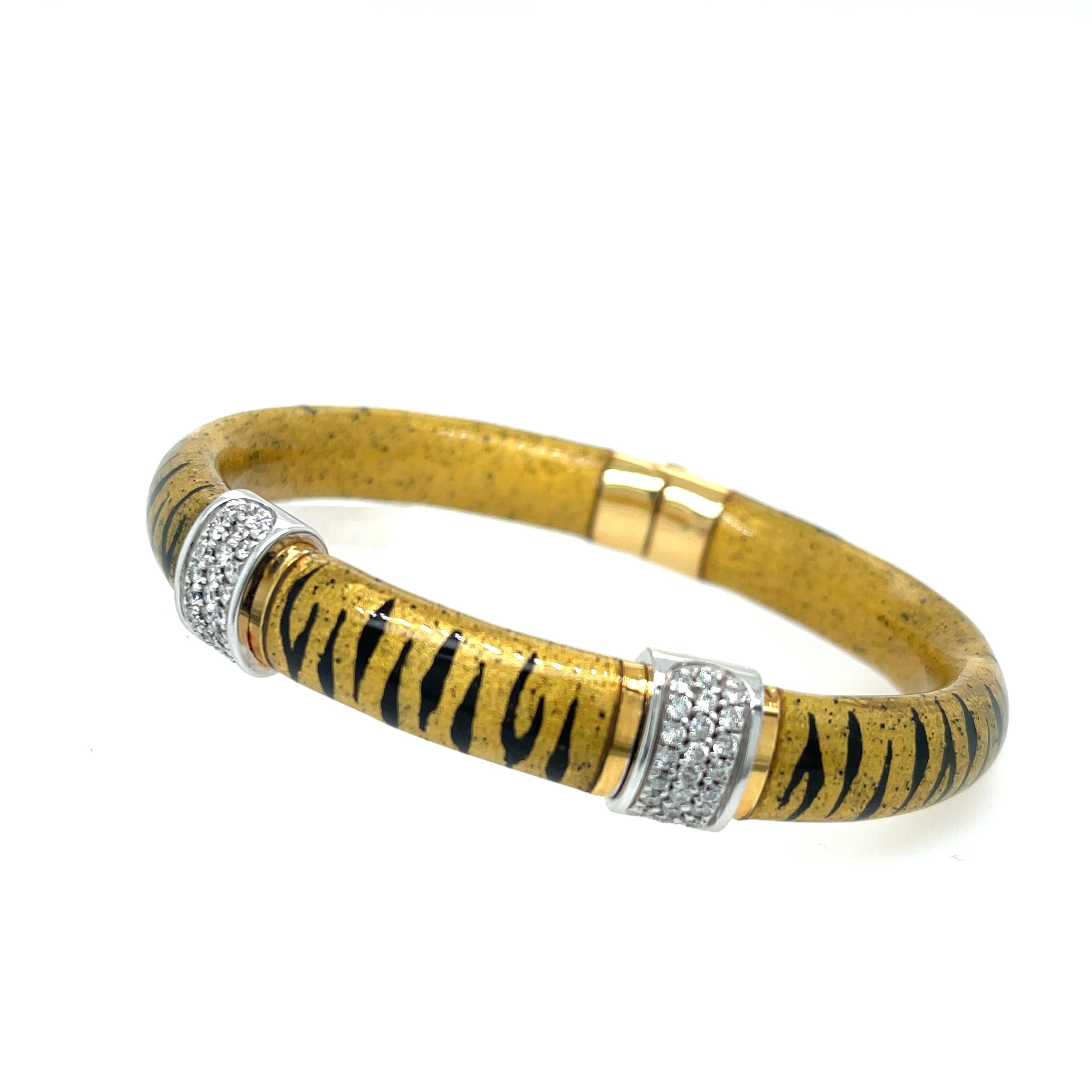 Modern Soho Enamel Diamond Bracelet 18k Gold For Sale
