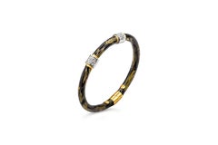 SOHO Jewelry 0.32 Carat Round Diamond Enamel & Yellow Gold Bangle Bracelet