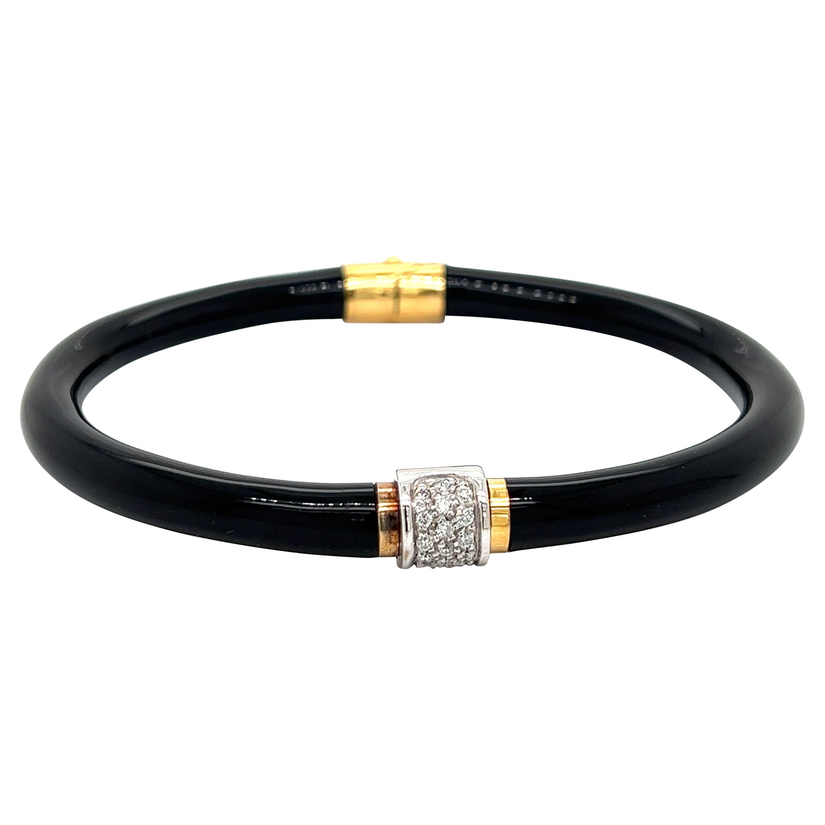 Soho Of Italy .15 ctw Diamond and Black Enamel Bangle