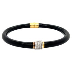 Soho Of Italy .15 ctw Diamond and Black Enamel Bangle