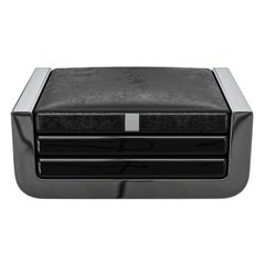 "Soho" Ottoman with Stainless Steel, Handmade, Tailor made Leather, Istanbul