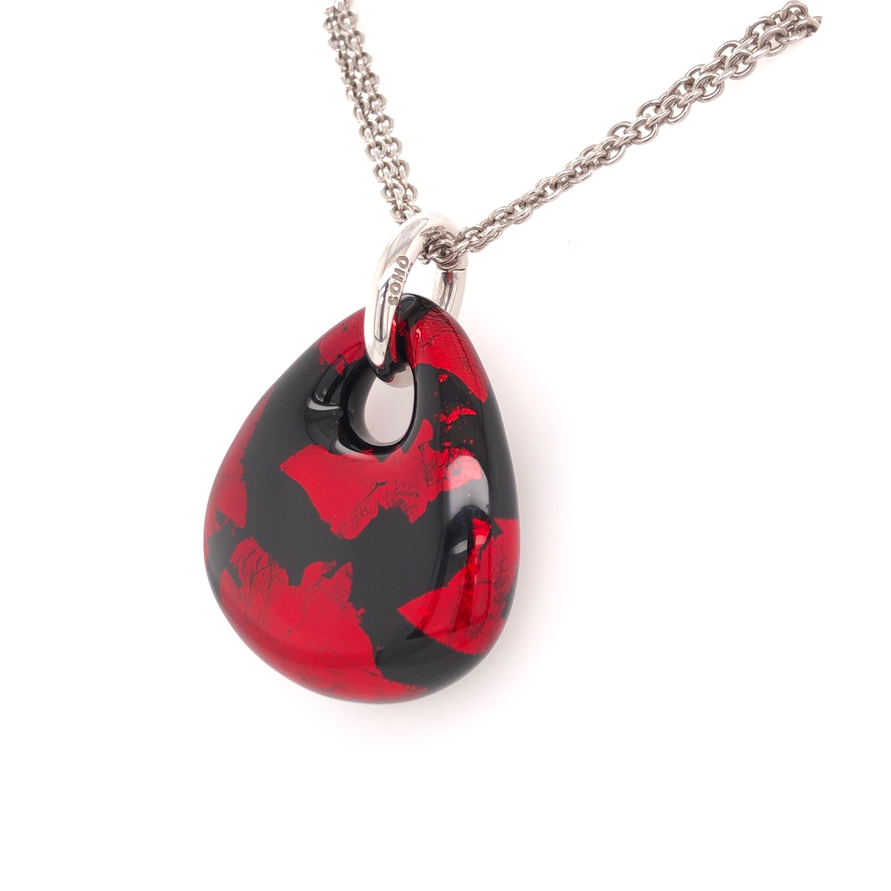 SOHO Red and Black Foliage Pendant on a two strand 18