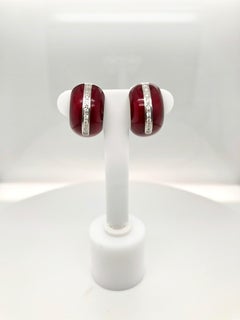 SOHO Red Enamel and Sterling Silver Earrings