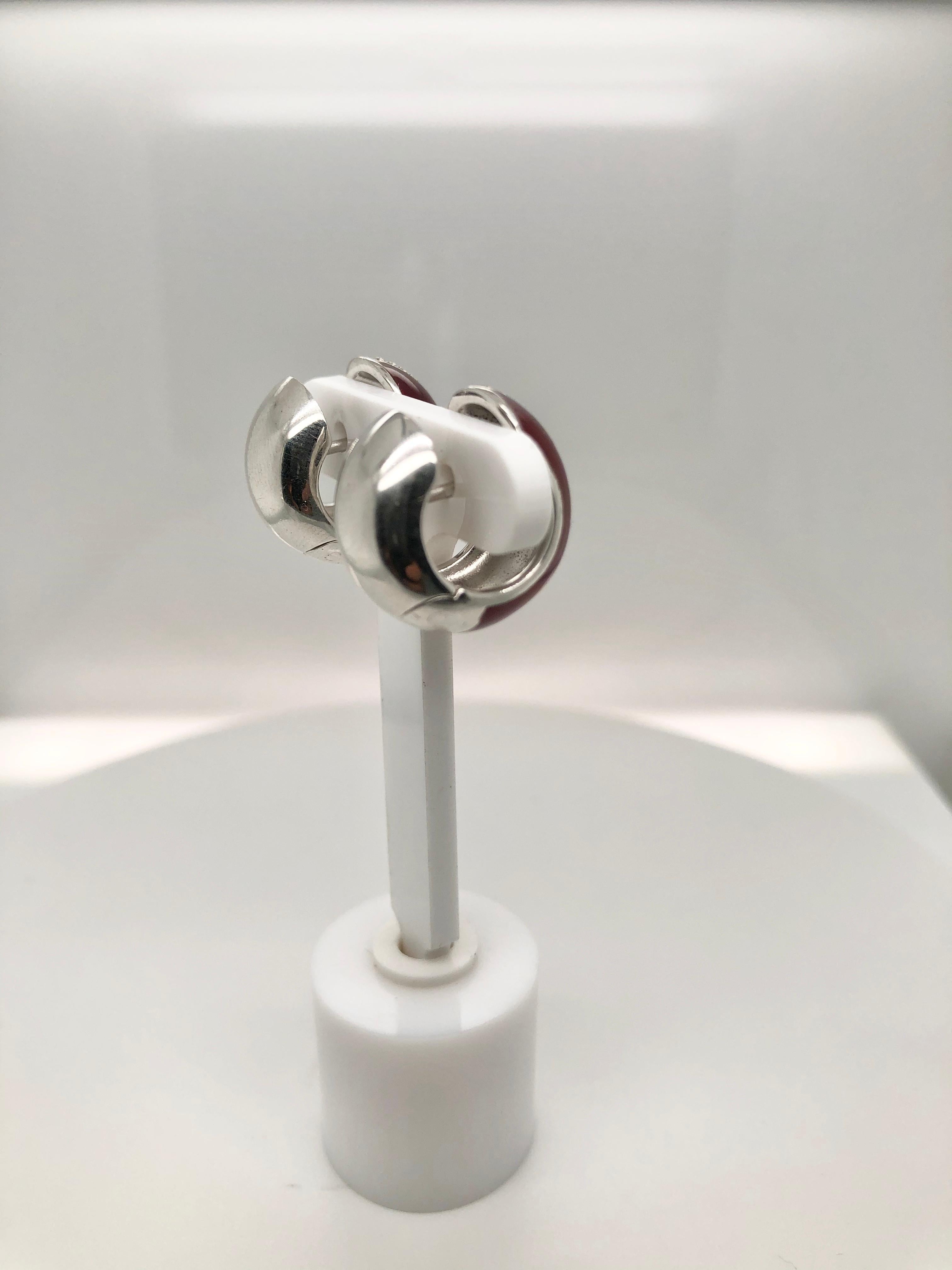 Modern SOHO Red Enamel and Sterling Silver Earrings For Sale