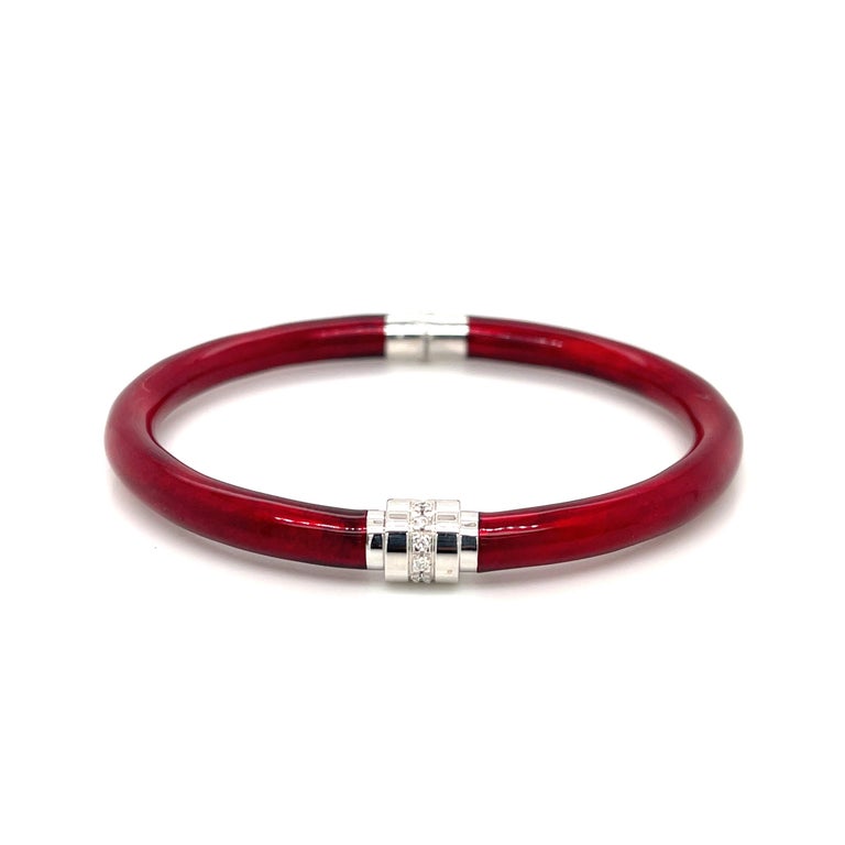 Soho Red Enamel Diamond Station Bangle For Sale at 1stDibs | oaoho bracelets