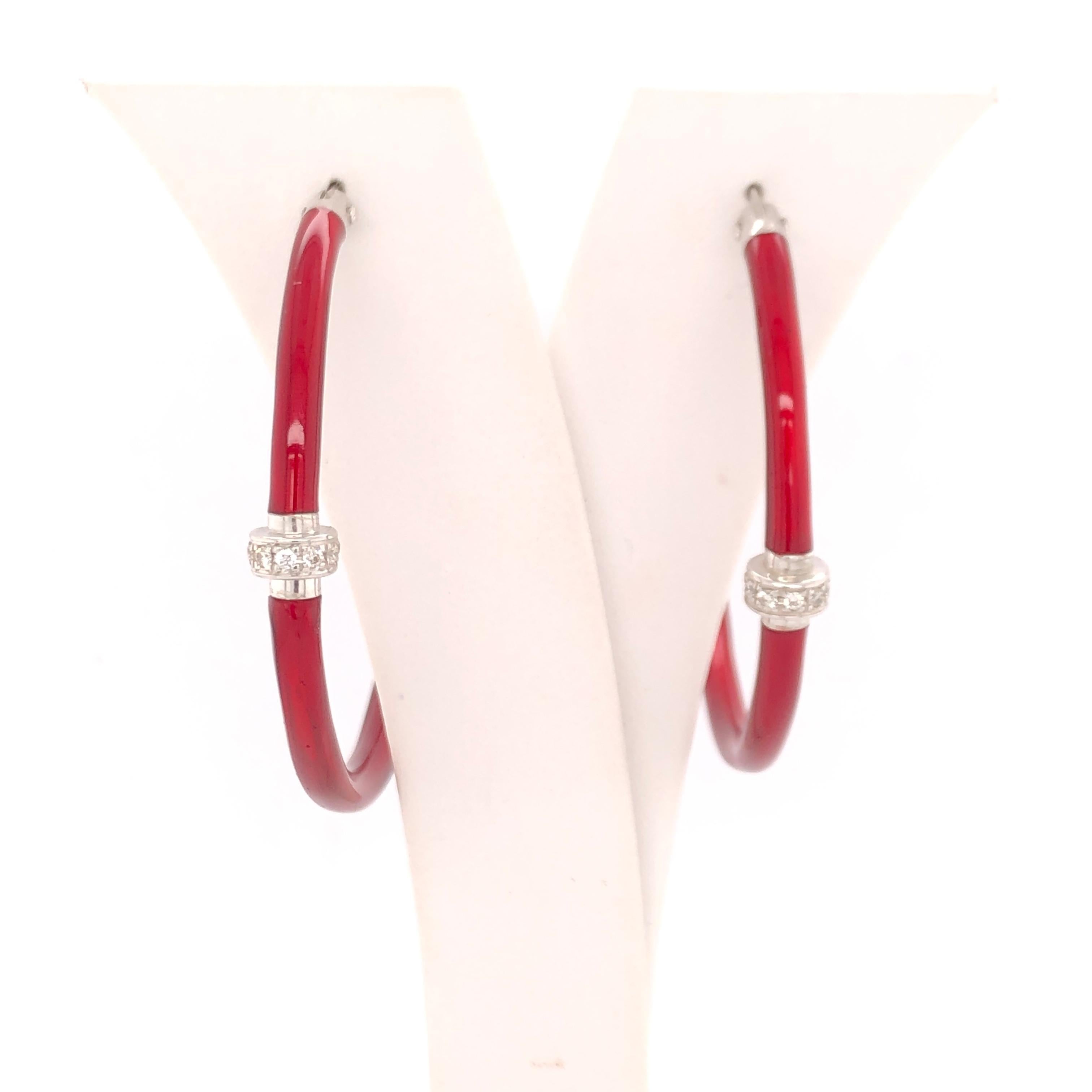 SOHO Red Enamel Hoops with Diamonds

Stamped: Italy 925