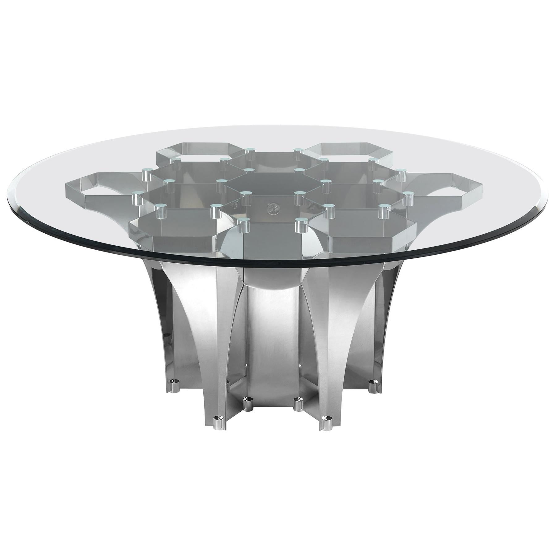 Soho Round Dining Table with Metal Base by Roberto Cavalli Home Interiors