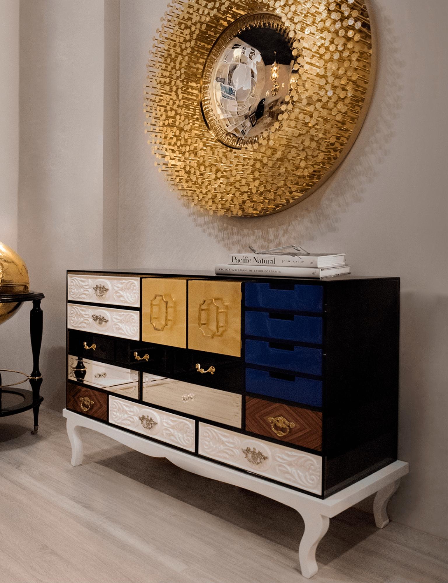 Buffet Soho fait main, marqueterie et feuille d'or - Boca do Lobo en vente 4