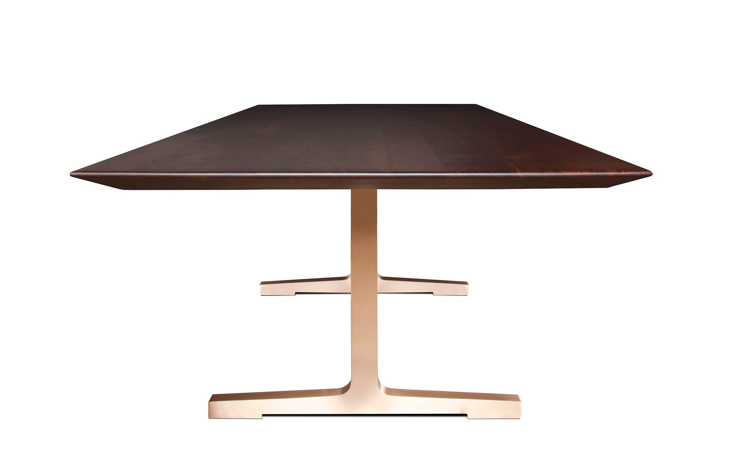 Contemporary Soho Slim Bevel Dining Table with Bronze Legs by Studio Roeper For Sale