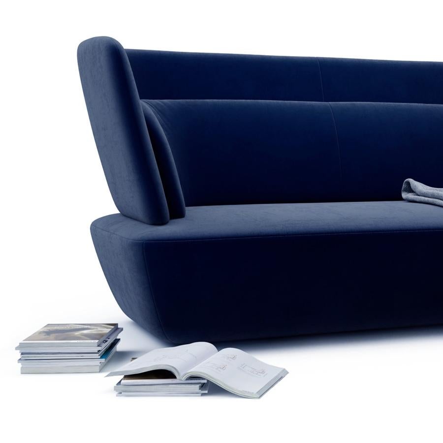 Moderne Canapé Soho bleu, conçu par Stefano Bigi, fabriqué en Italie en vente