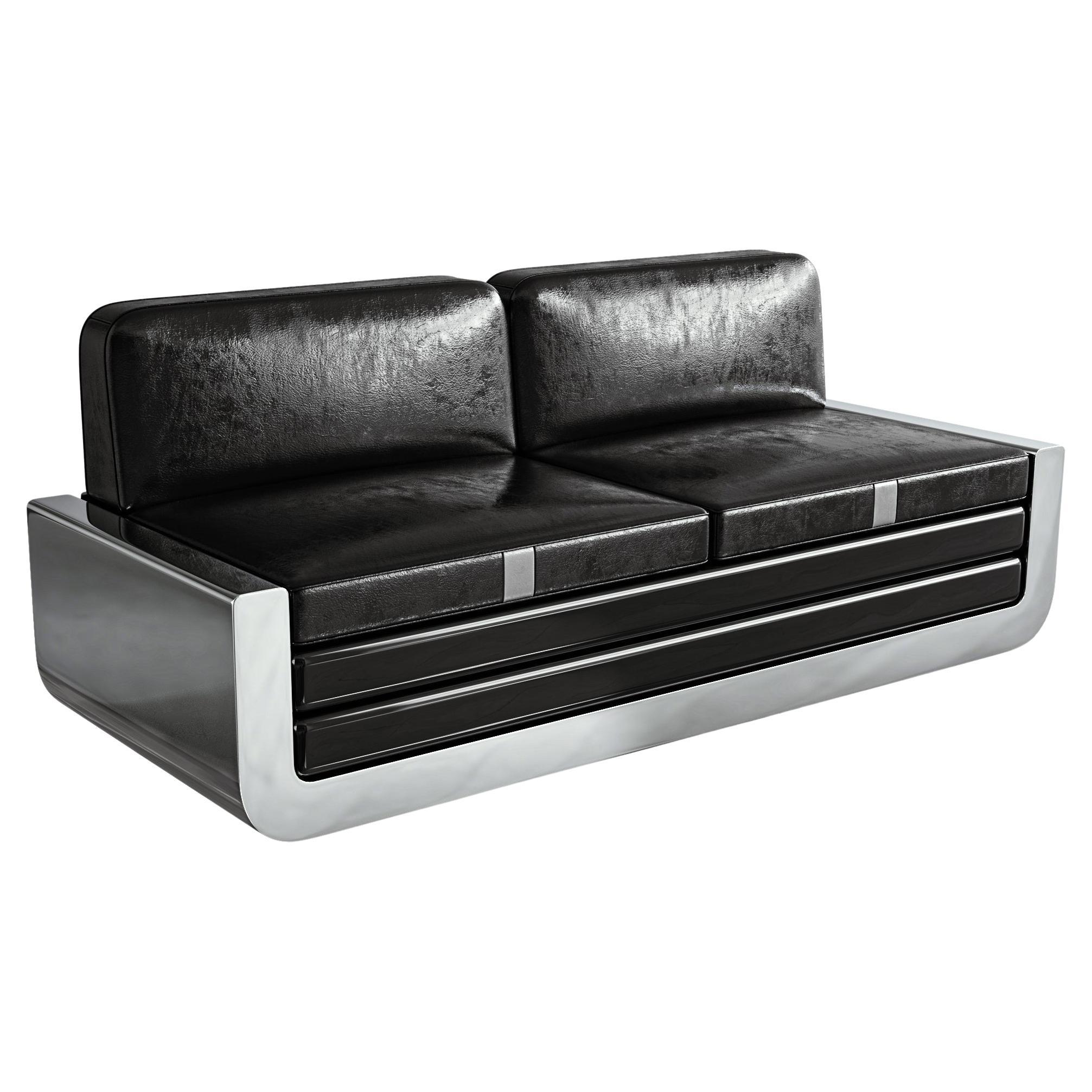 "Soho" Sofa with Stainless Steel, Handmade, Tailor made Leather, Istanbul