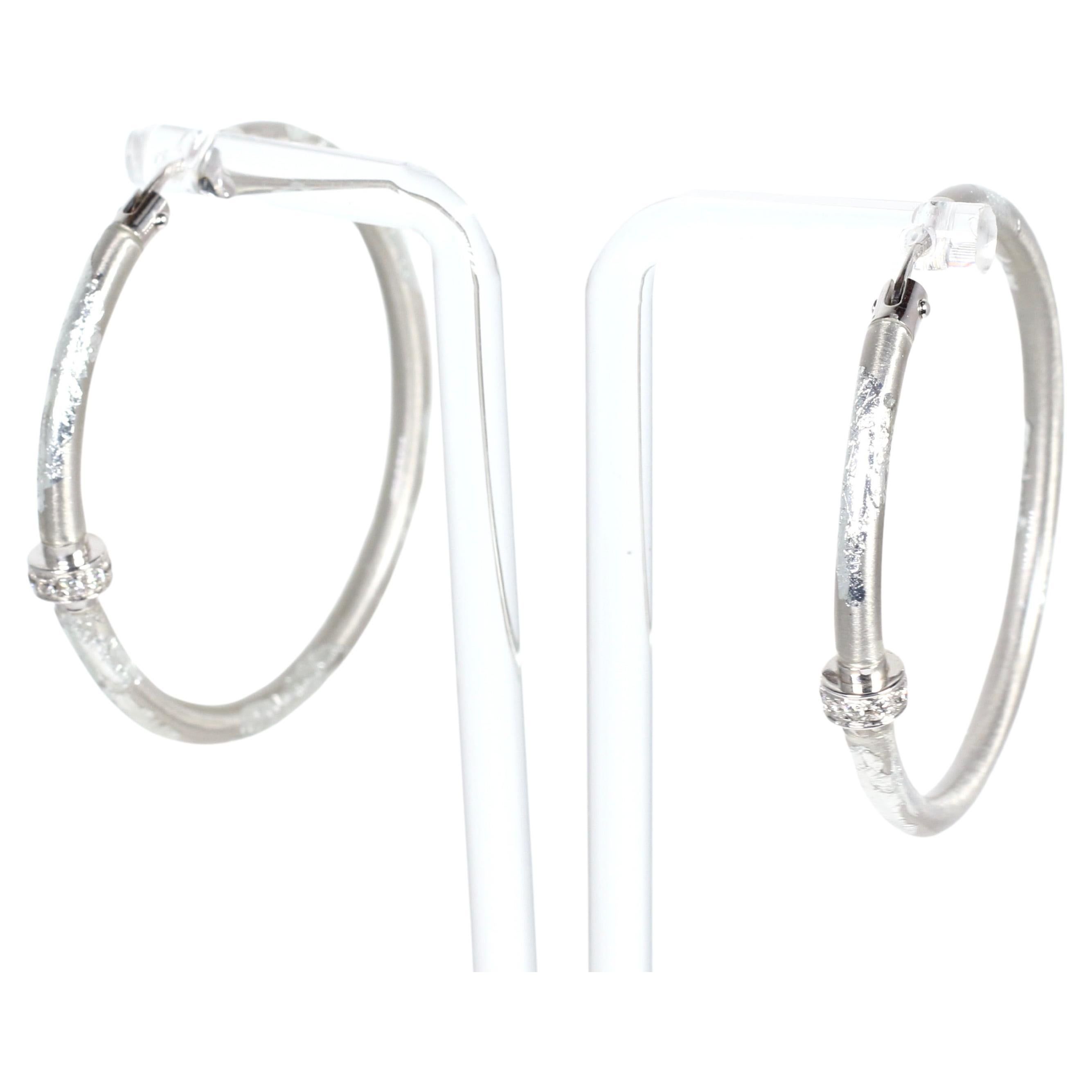Soho Sterling Silver and Diamond Enamel Hoops For Sale