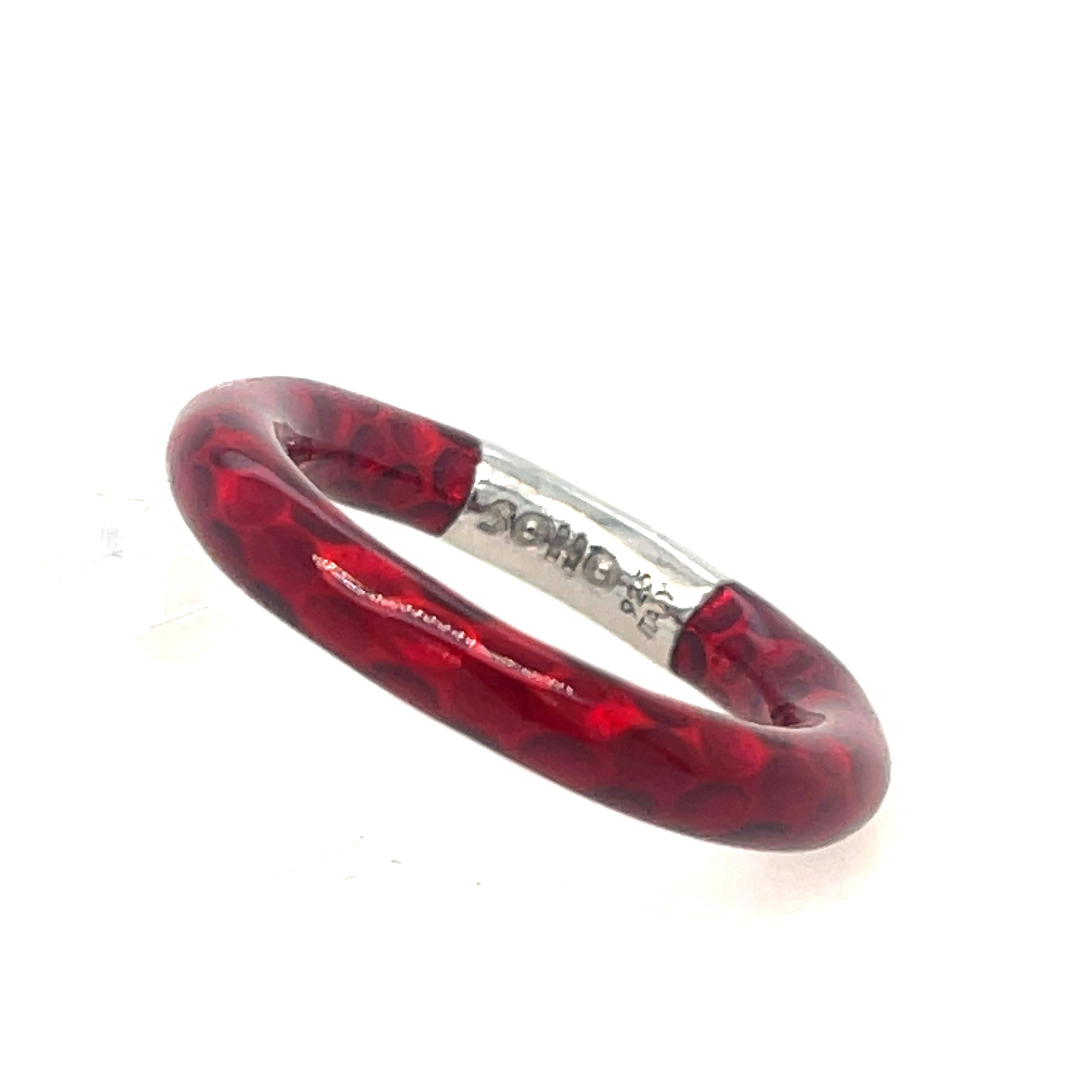 Sterling Silver Red Enamel Ring from Acclaimed Italian Designer Soho

sz 7.25