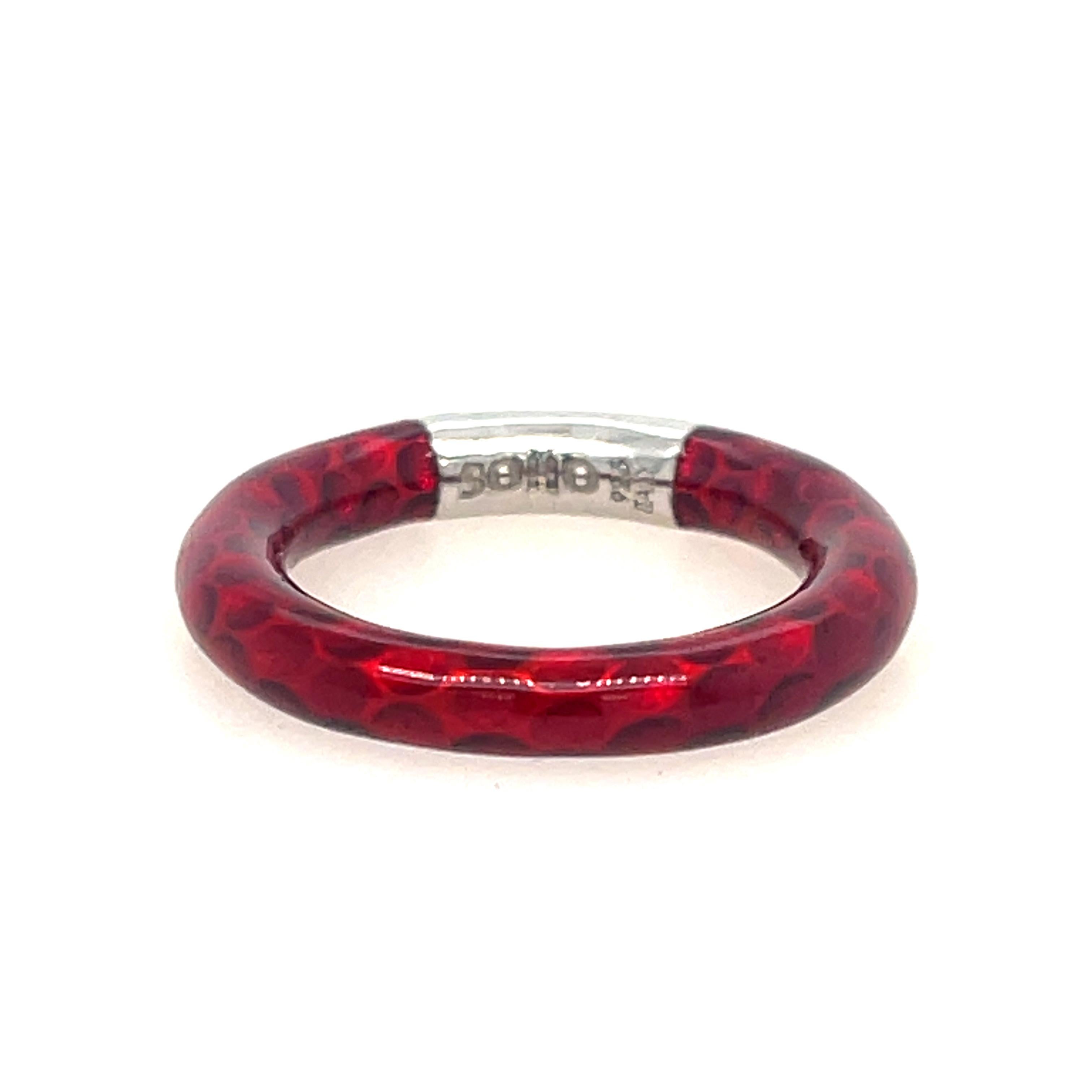 Contemporary Soho Sterling Silver and Red Enamel Ring