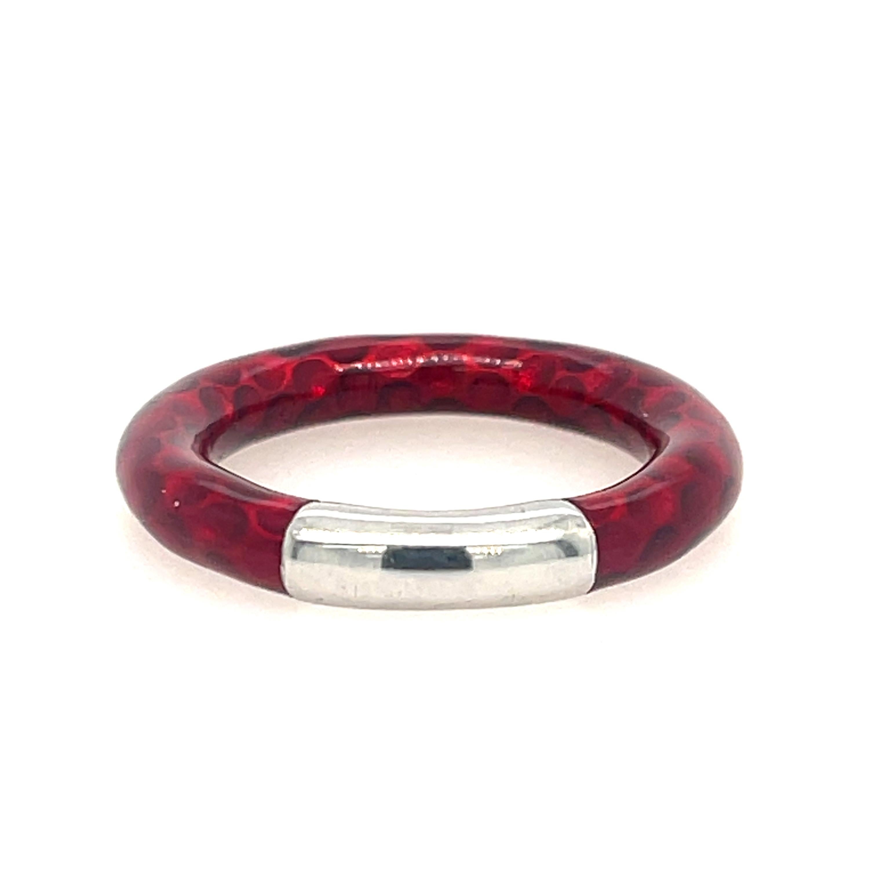 Soho Sterling Silver and Red Enamel Ring In New Condition In Dallas, TX