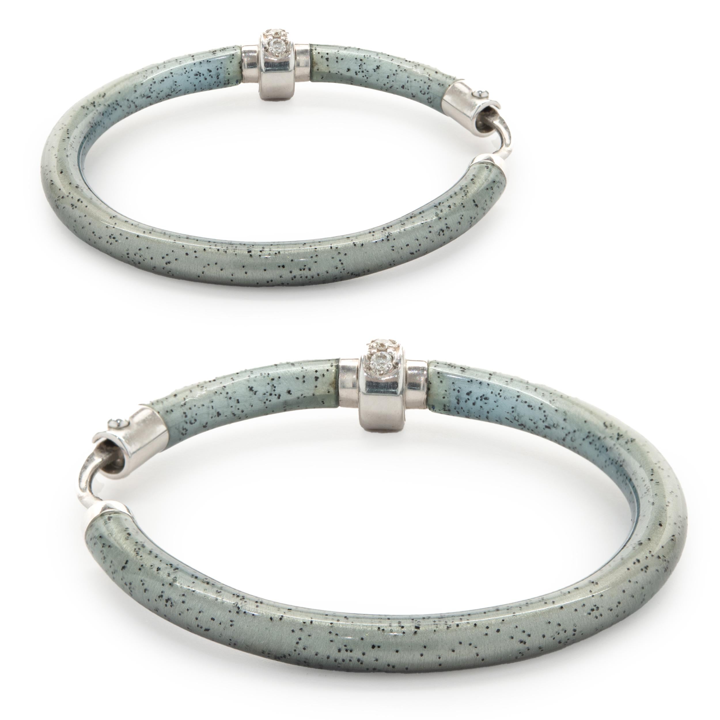 Round Cut Soho Sterling Silver Turquoise Resin Diamond Hoop Earrings
