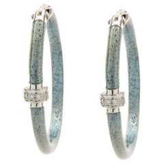 Soho Sterling Silver Turquoise Resin Diamond Hoop Earrings