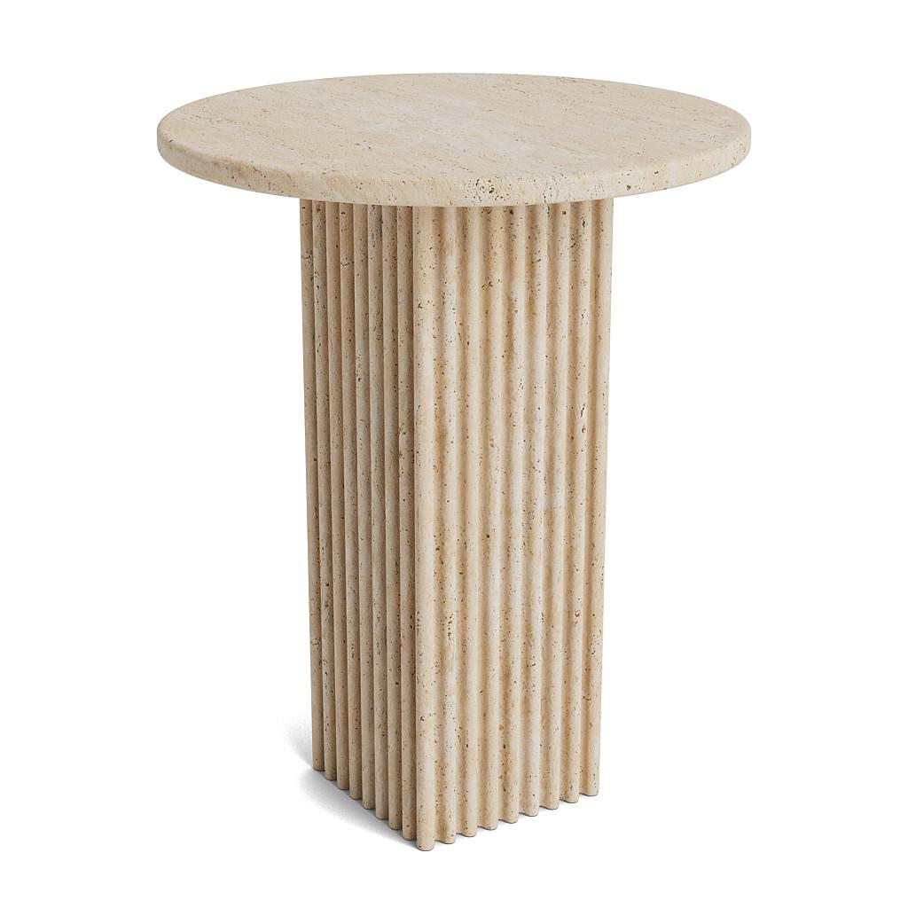 Soho Tall Coffee Table by NORR11
Dimensions: Ø 40 x H 50 cm.
Materials: Travertine and artificial stone.

Available in two different size options. Prices may vary. The surface of the table is polished and untreated; please note that any treatment