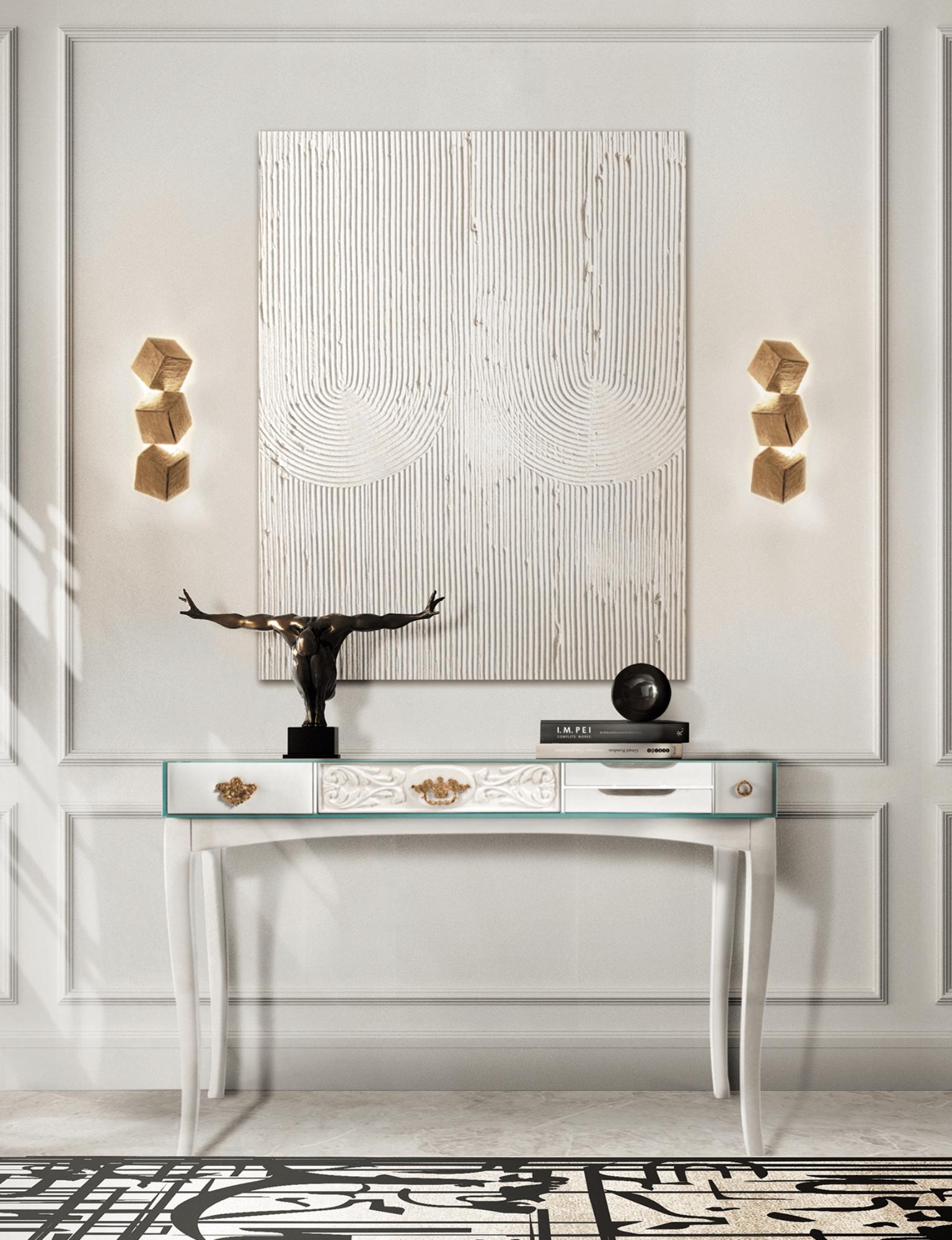 Consolle SOHO White - Legno lavorato a mano, ottone foglia oro e vetro - Boca Do Lobo in vendita 3