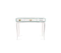 Soho White Console - Hand-Crafted Wood, Gold Leaf Brass & Glass - Boca do Lobo