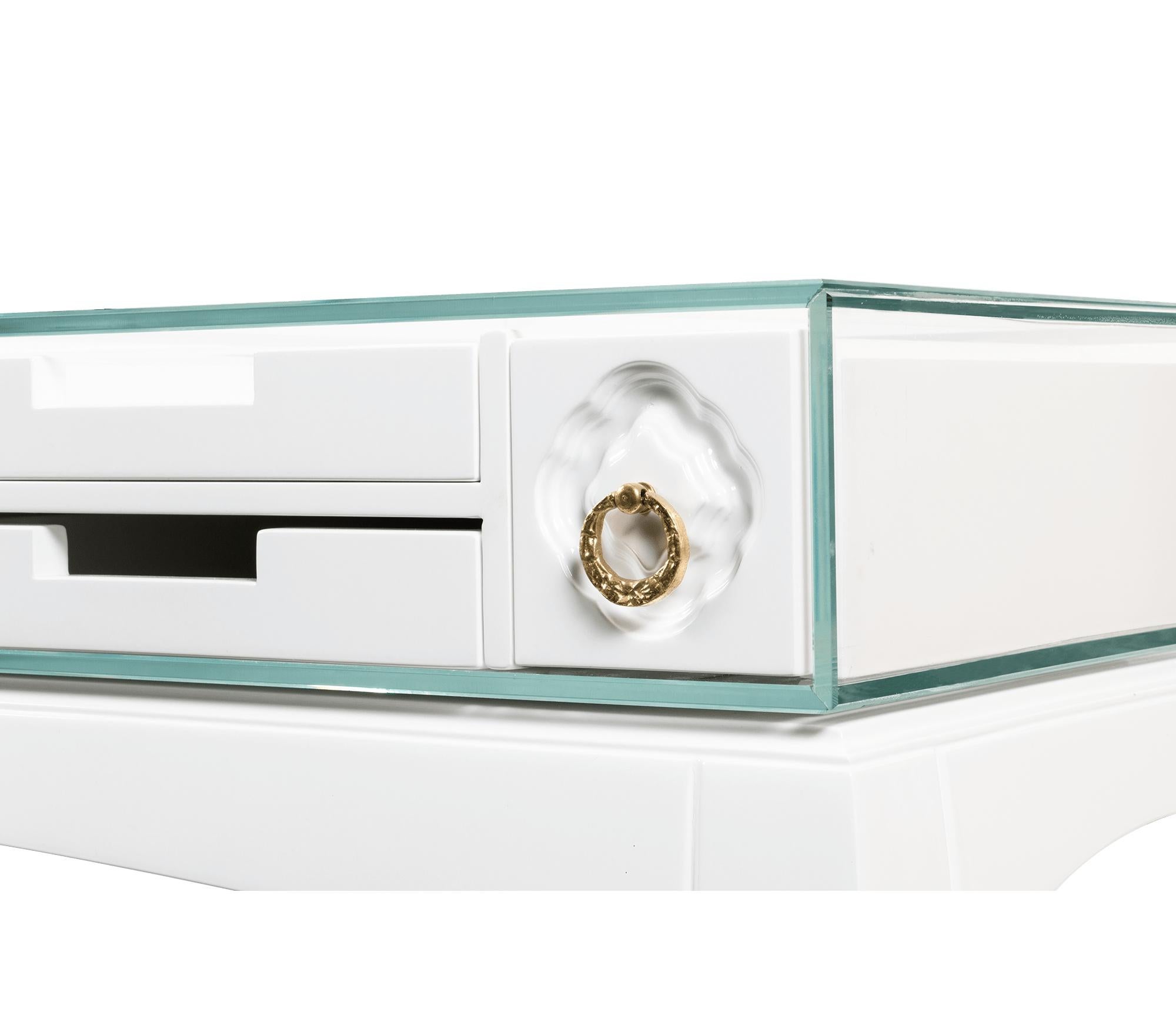 Consolle SOHO White - Legno lavorato a mano, ottone foglia oro e vetro - Boca Do Lobo in vendita 1