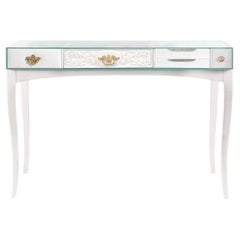 Consola Soho Blanca - Madera artesanal, latón dorado y cristal - Boca Do Lobo