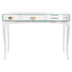 Soho White Console Table with Glass and Brass Detail by Boca do Lobo
