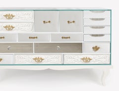 Soho White Sideboard - Hand-Crafted Wood, Marquetry & Gold Leaf - Boca do Lobo