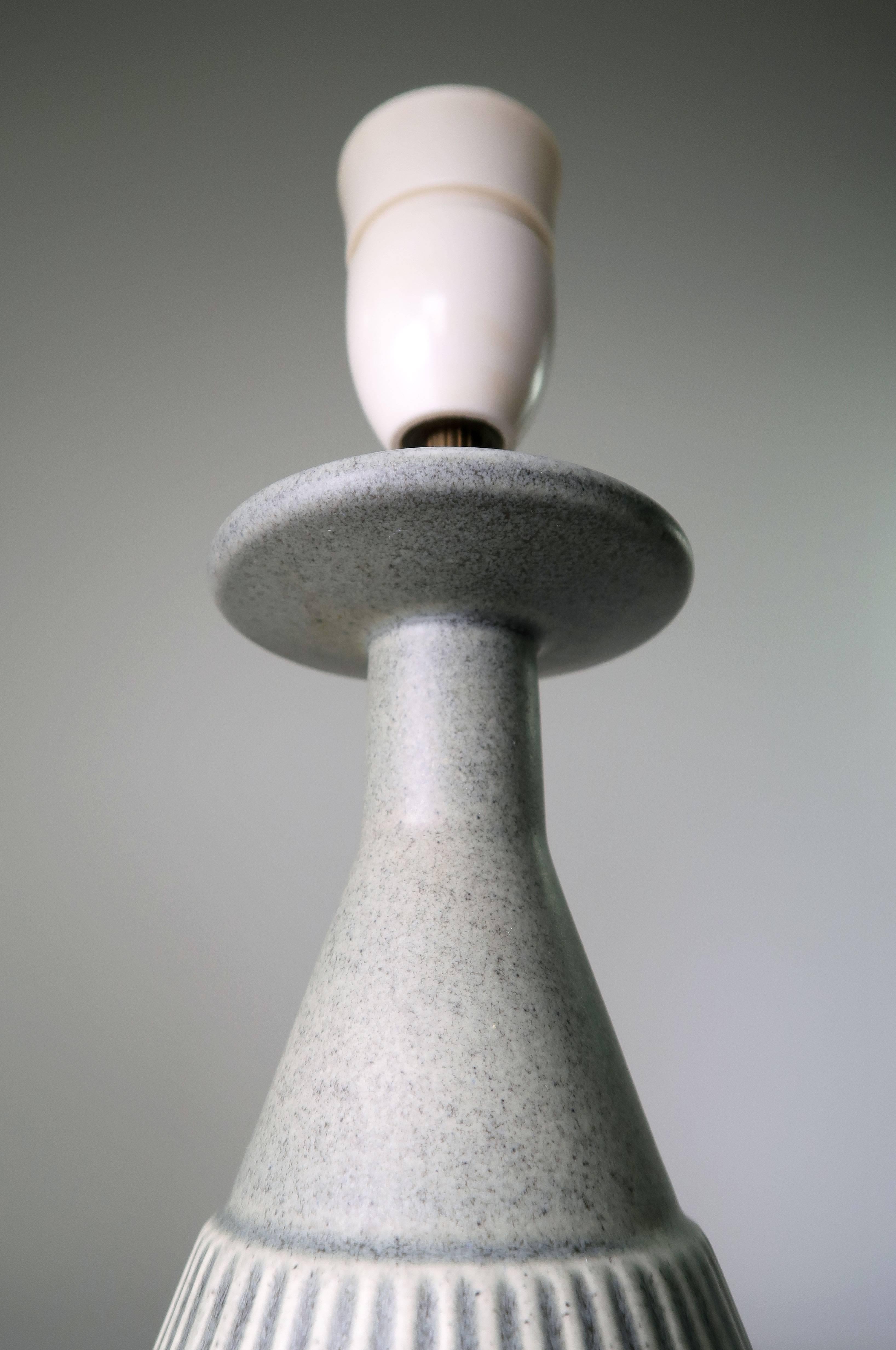 Mid-Century Modern Sage Green Danish Modern Handmade Stoneware Lamp with Collar by Soholm, 1960s