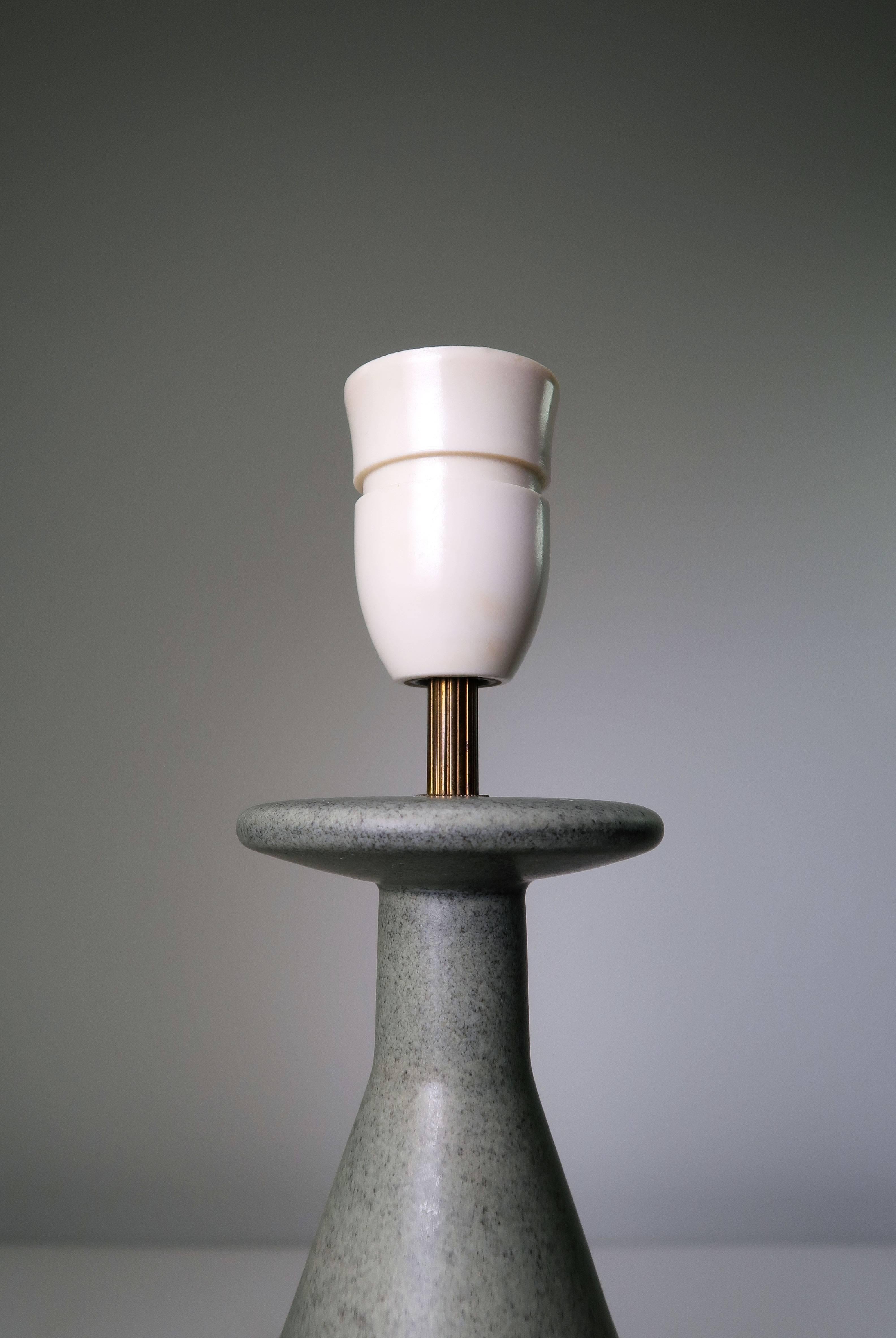 Glazed Sage Green Danish Modern Handmade Stoneware Lamp with Collar by Soholm, 1960s