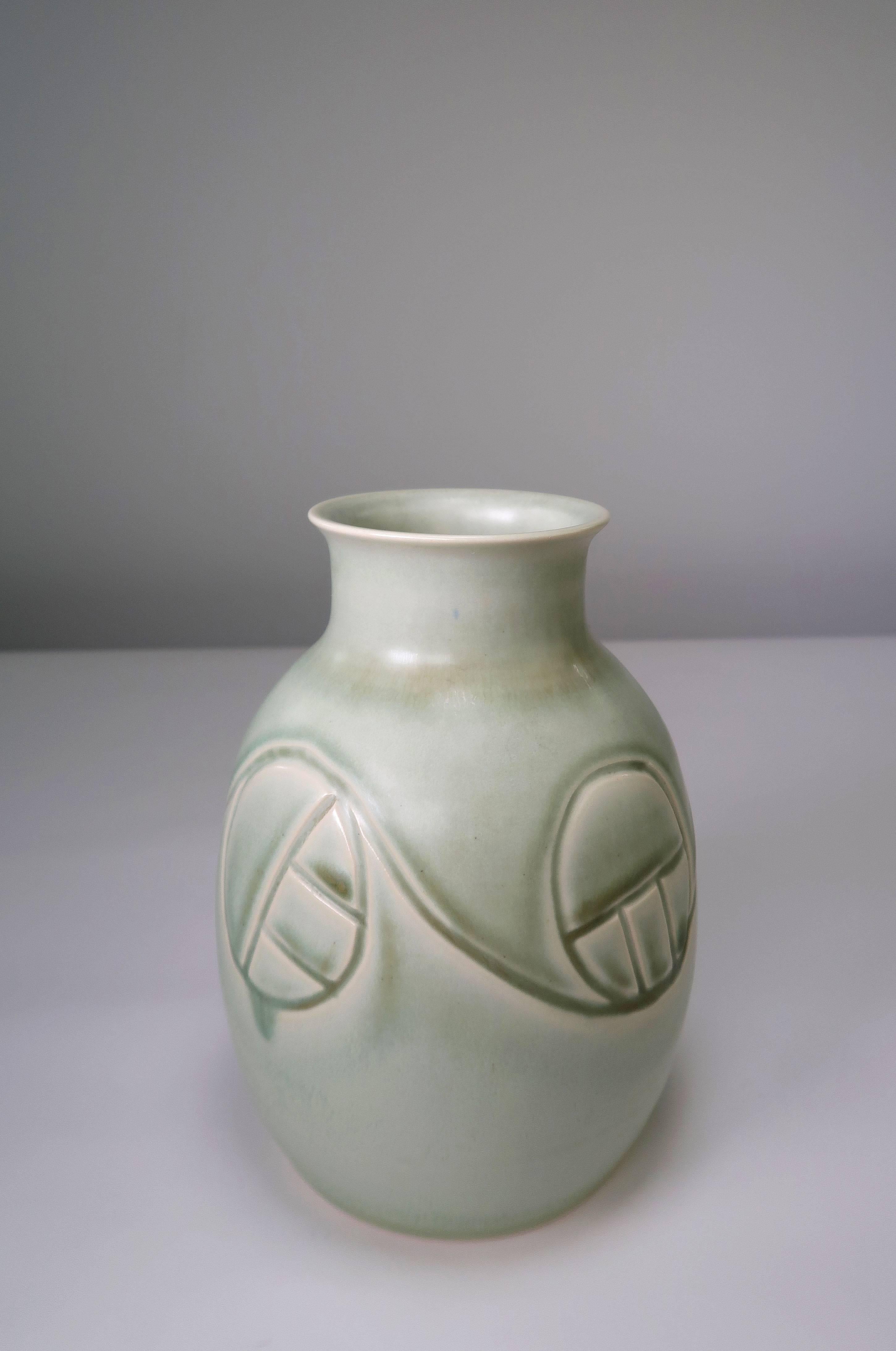 Scandinavo moderno Vaso in ceramica organica moderna Aqua Mint di Søholm del 1960, Danimarca in vendita