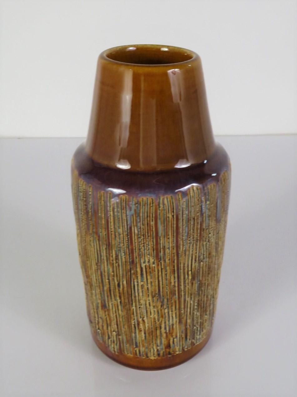 Scandinavian Modern Soholm Sgraffito Earthenware Pottery Vase Denmark 1960s